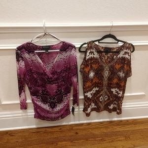 New International Concepts Long sleeve Animal Print blouse + BONUS Geometric top